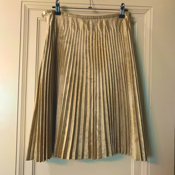Trina Turk Gold Pleated Shaye skirt - Picture 1 of 4
